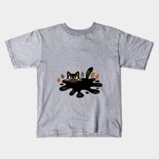 Cat inkblot- black cat illustration Kids T-Shirt